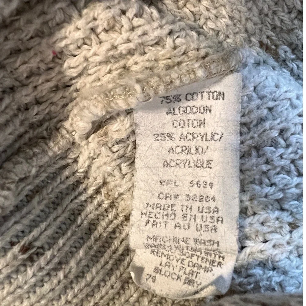 Shenandoah Mens Medium Beige Speckled Henley Mock Neck Knit Sweater USA